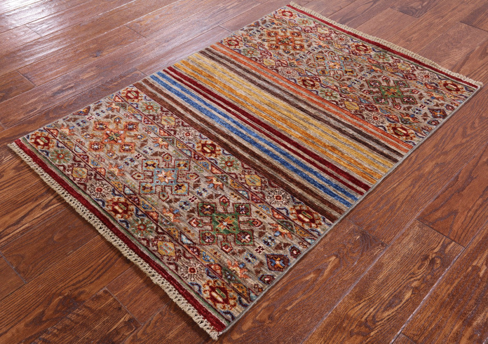 2' 7" X 3' 10" Khorjin Super Kazak Hand Knotted Wool Rug Q7478