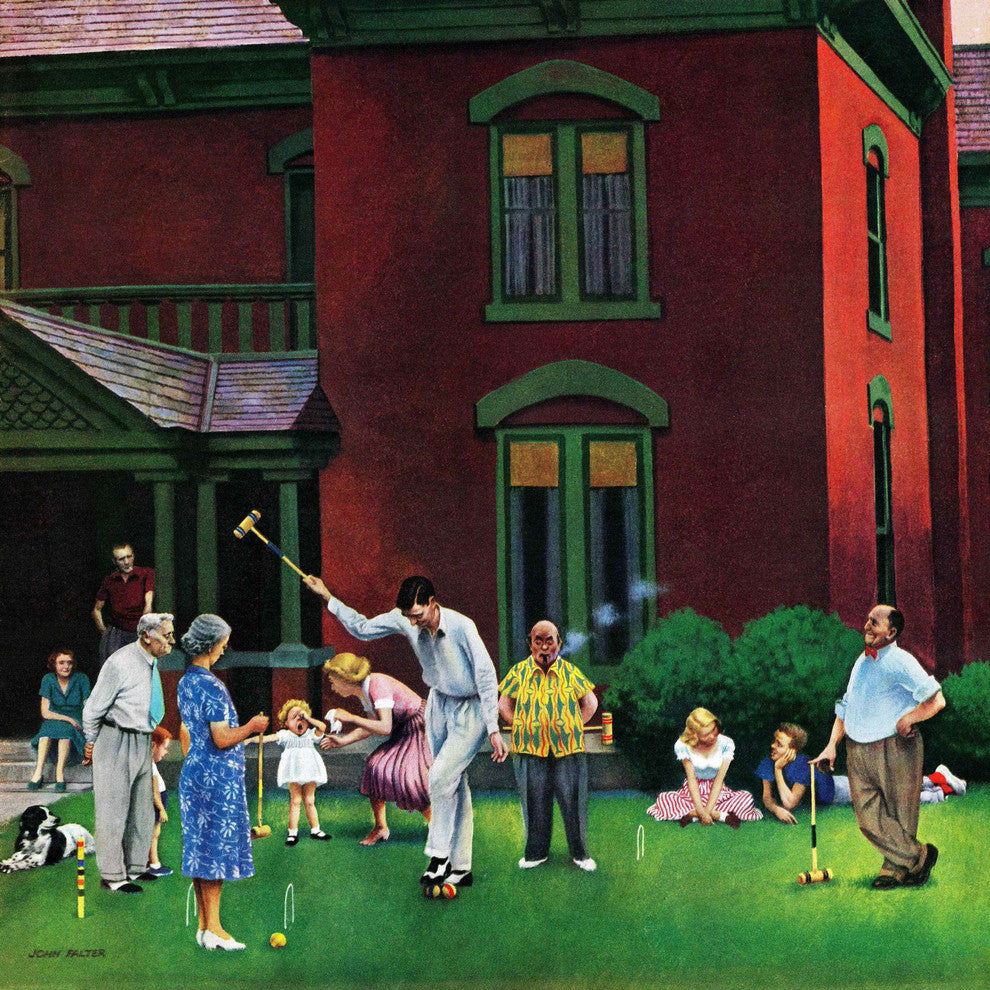 "Croquet Game" Painting Print on Canvas by John Falter