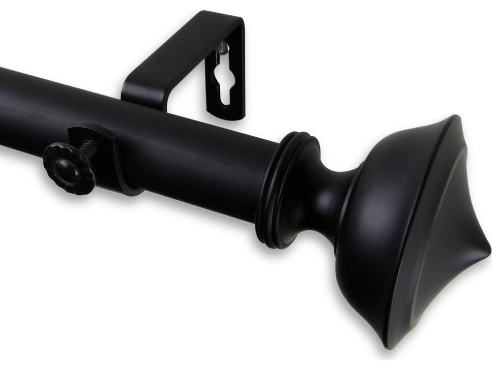 Leopold 1" Curtain Rod 28-48", Black, Black, 48-84"