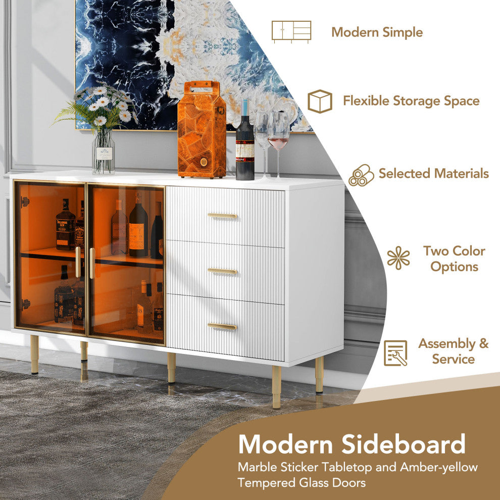 TATEUS 60" Modern Sideboard MDF Buffet Cabinet, White