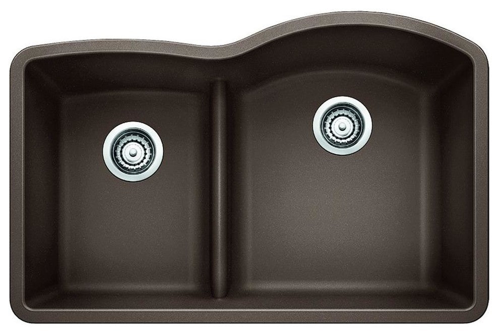 32"x16-13/16" Diamond Silgranit 1.75 Sink With Low Divide, Cafe Brown
