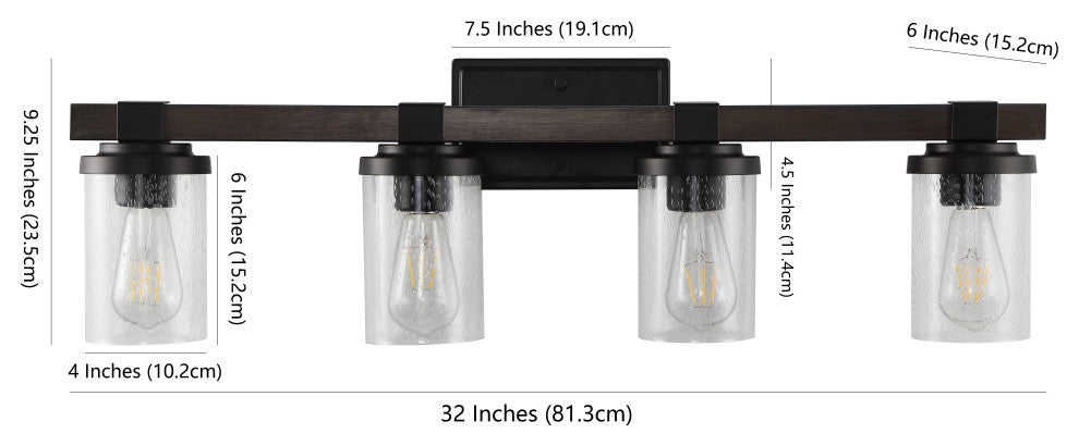 Bungalow Iron LED Vanity Light, Oil Rubbed Bronze, 4 Bulb