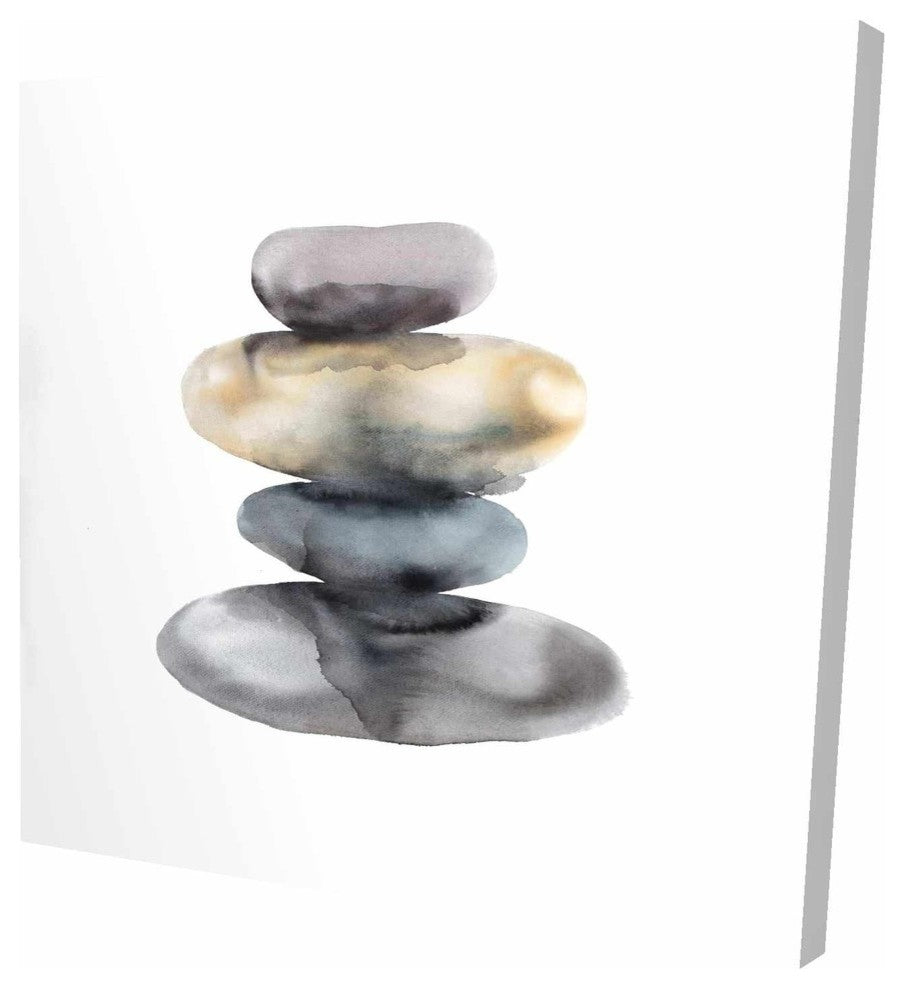 Watercolor Pile of Rocks, Fine Art Gallery Wrapped Canvas, 24"x24"