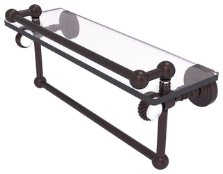 Pacific Grove 16" Twisted Glass Shelf with Towel Bar, Antique Bronze