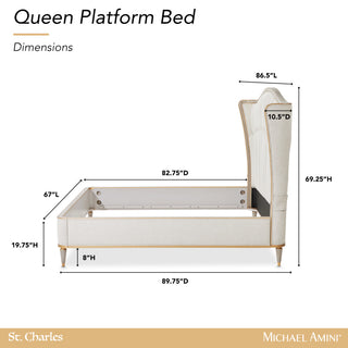 St. Charles Queen Chenille Wingback Bed, Dove Gray