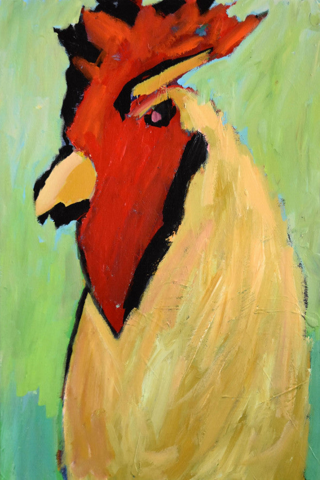"Cock a Doodle Doo" Painting Print on Wrapped Canvas, 30"x45"