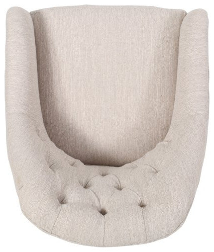 Swiveling Office Chair, Padded Seat & Barrel Backrest With Button Tufting, Beige