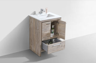 KubeBath Dolce 24" Bathroom Vanity, White Quartz Countertop, High Gloss White, N