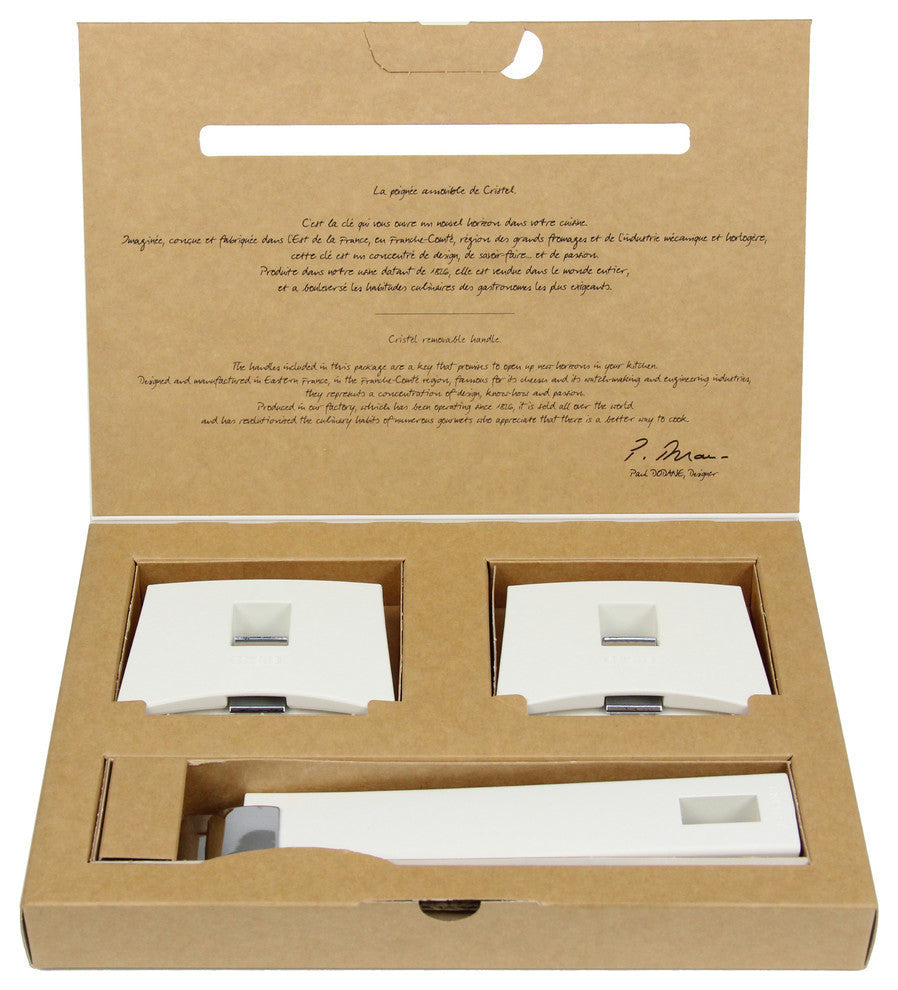 Cristel Mutine Cookware Handles, White, Set of 3