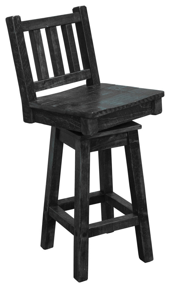 Barnwood Style Timber Peg Swivel Stool, Smokey Gray, Counter Height