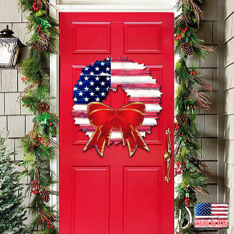 American Flag Wreath Door Hanger