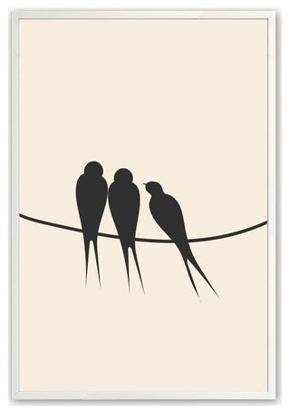 Opaque White 24" x 36" Birds on a Wire Framed Print