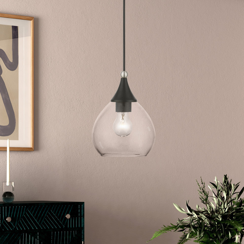 Catania 1 Light Black With Brushed Nickel Accents Mini Pendant