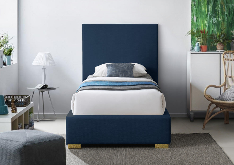 Crosby Linen Upholstered Bed, Navy, Twin