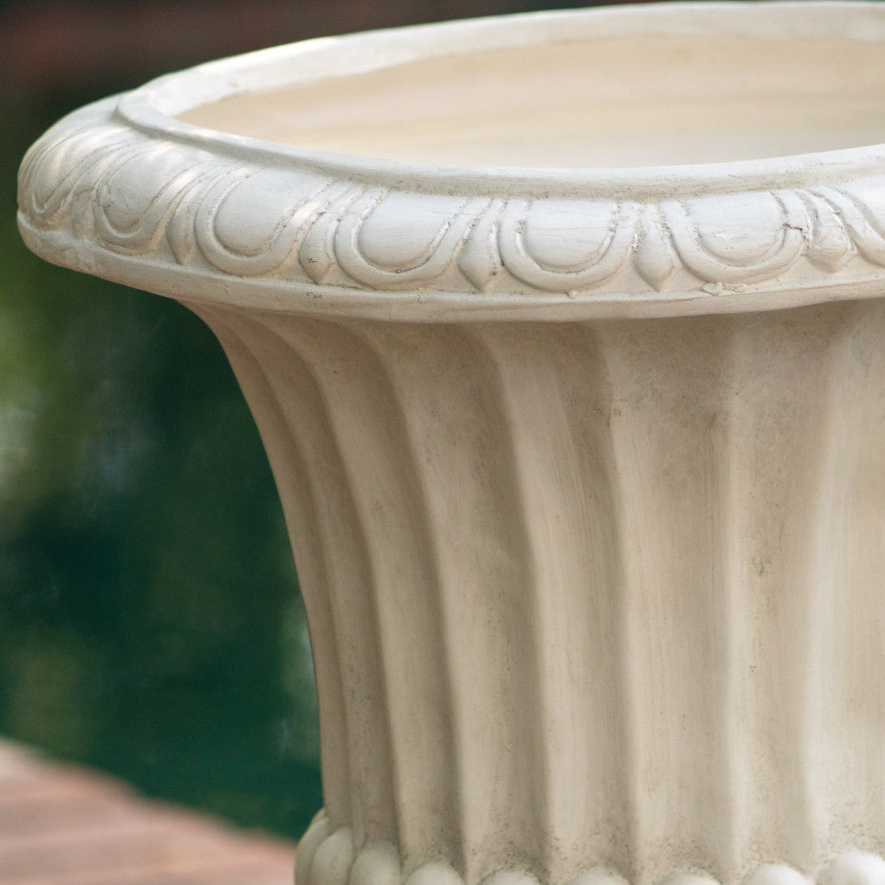 GDF Studio Napoli 26" Antique Stone Planter, White