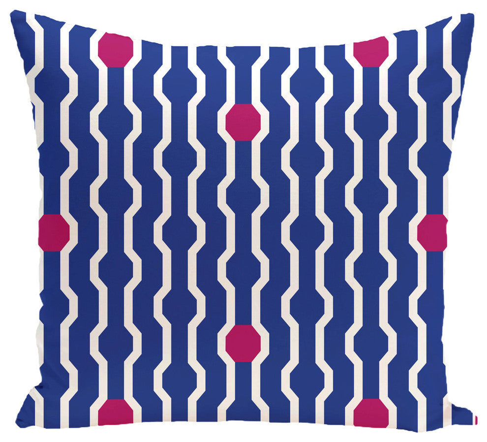 Nuts And Bolts, Decorative Geometric Print Pillow, Royal Blue, 18"x18"