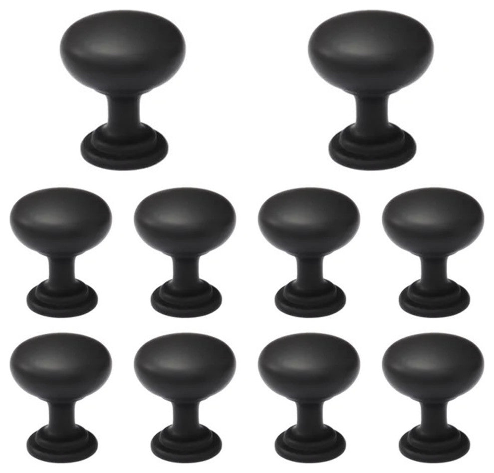 Mascot Hardware 1 in. Round Matt Black Cabinet Knob - Pack of 10