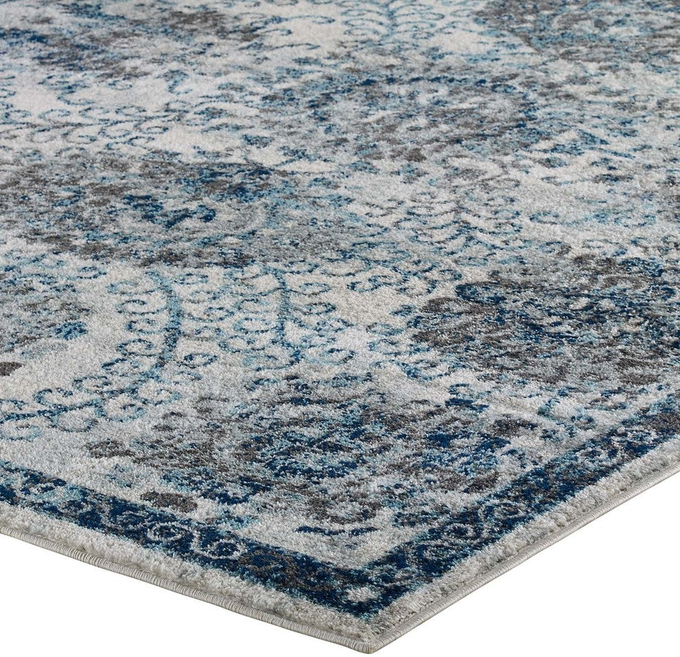Entourage Kensie Distressed Vintage Floral Moroccan Trellis 8x10 Area Rug