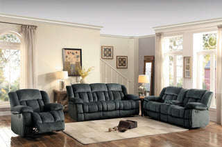 2-Piece Latona Double Reclining Sofa, Console Love Seat Charcoal Microfiber