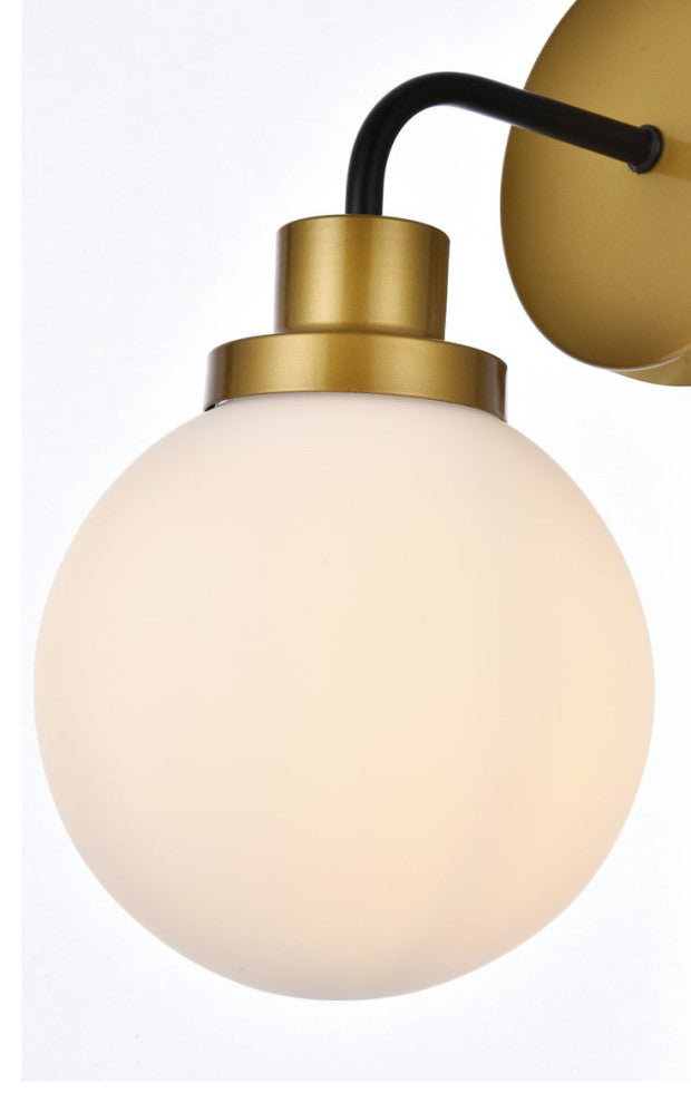 Helen 1-Light Bath Sconce, Black With Brass With Frosted Shade