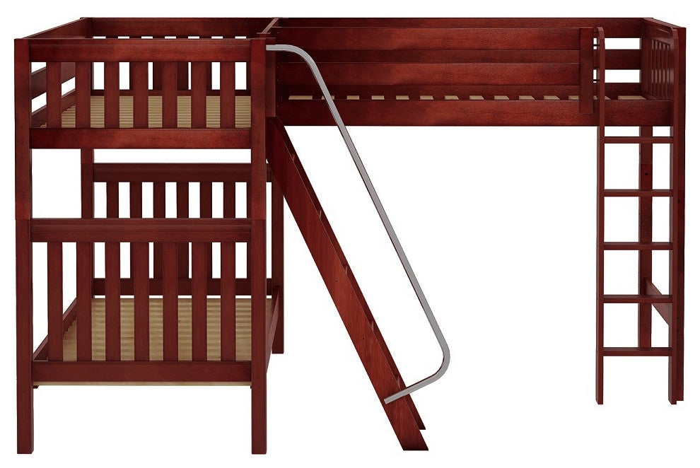 Ball State Sleeps 3 Twin Loft Bunk Beds, Chestnut