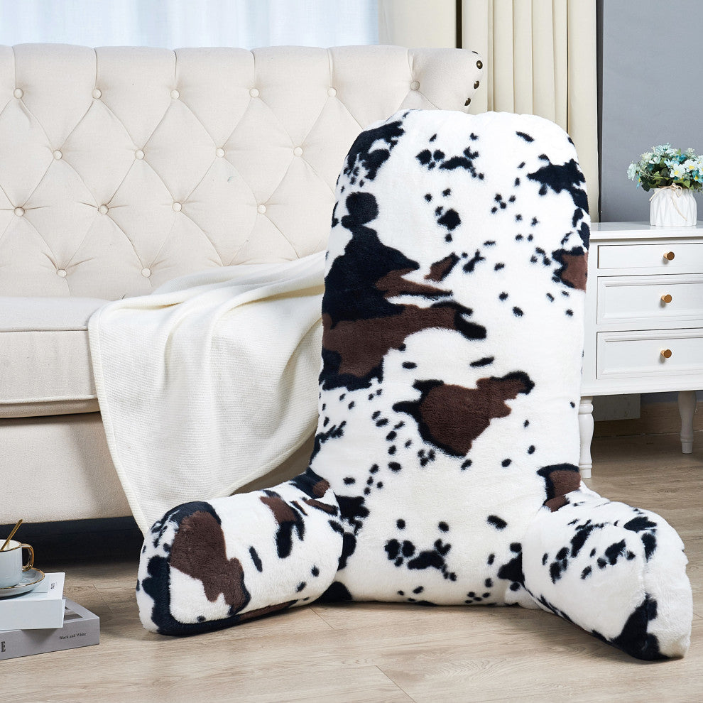 Home Soft Things Animal Pattern FauxFur Bedrest Shell, NO INSERT, Cows Flowers, 28" X 30" X17"