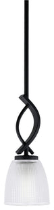 Cavella 1 Light Stem Mini Pendant, Matte Black Finish, 5" Clear Ribbed Glass