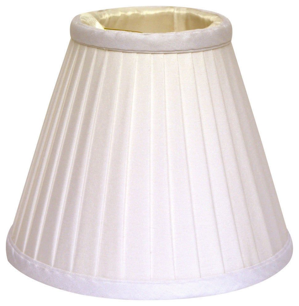 4" White Set of 6 Slanted Pleat Chandelier Silk Lampshades