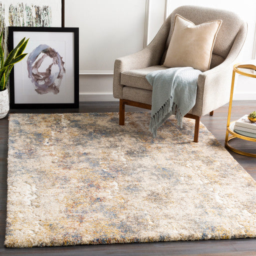Surya Tuscany TUS-2303 4'3"x5'7" Rug, White/Khaki/Aqua/Burnt Orange/Champagne