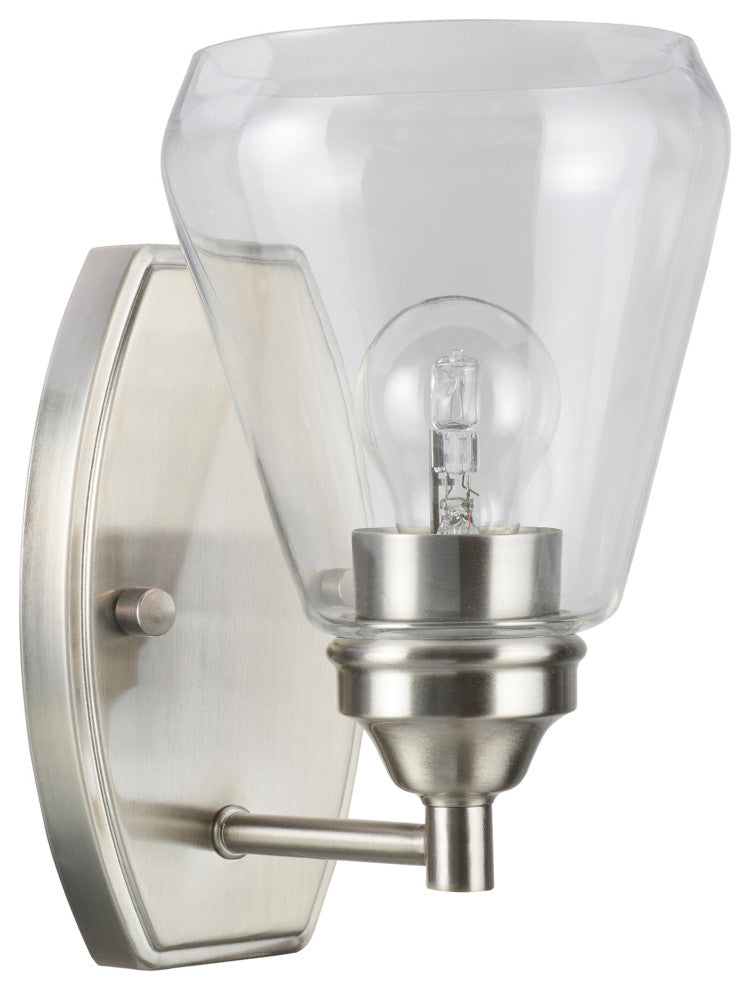 62119-1, 1-Light Metal Bathroom Vanity Wall Light Fixture, Satin Nickel