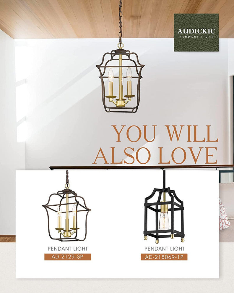 3 Light Lantern Pendant Light Fixture Farmhouse Cage Chandelier
