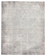 Fine Pure Silk Hand-Knotted Silk Silver/Ivory Area Rug