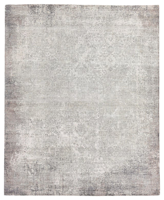 Fine Pure Silk Hand-Knotted Silk Silver/Ivory Area Rug