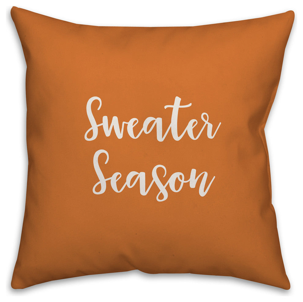 Sweater Season in Orange 18x18 Throw Pillow