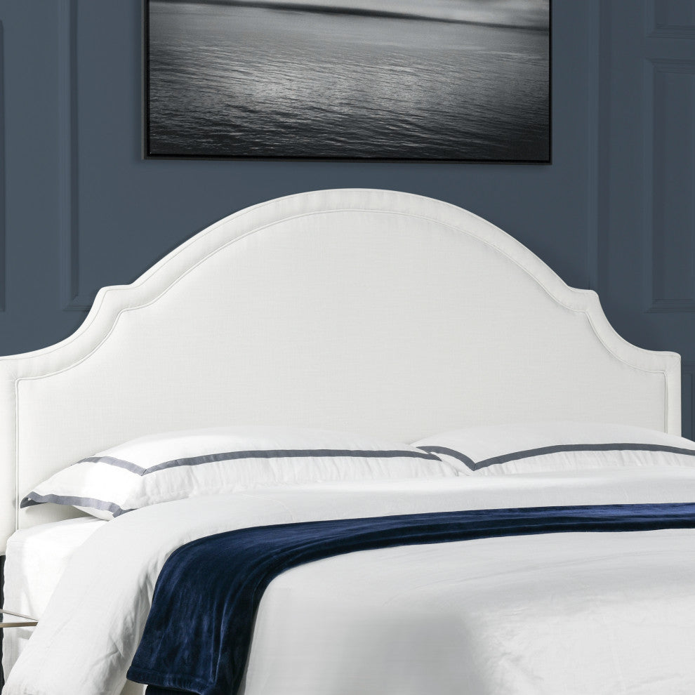 Catherine Arched Upholstered Camelback Headboard, Antique White Polyester, King