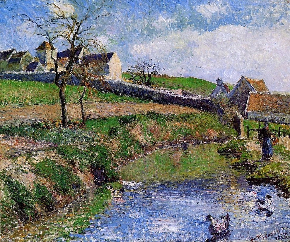 Camille Pissarro View of a Farm in Osny, Gallery Wrapped Canvas Print, 20"x25"