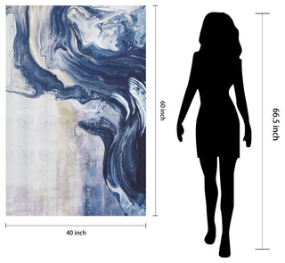 "Ocean Whispers" Blue Waves Rendered on Silver Shagreen Wrapped Canvas Wall Art