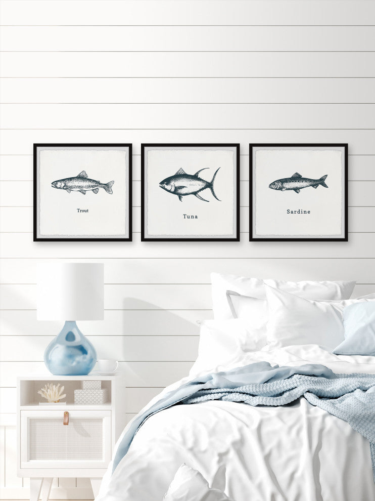 Trout and Tuna Triptych, 3-Piece Set, 32x32 Panels