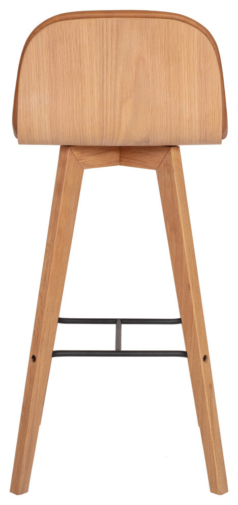 Scandinavian Napoli Leather Barstool Tan - Brown