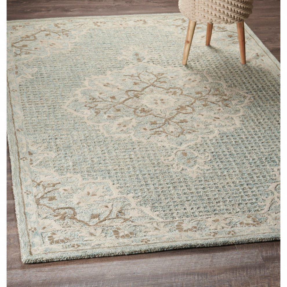 5" x 8" Ivory Distressed Floral Area Rug