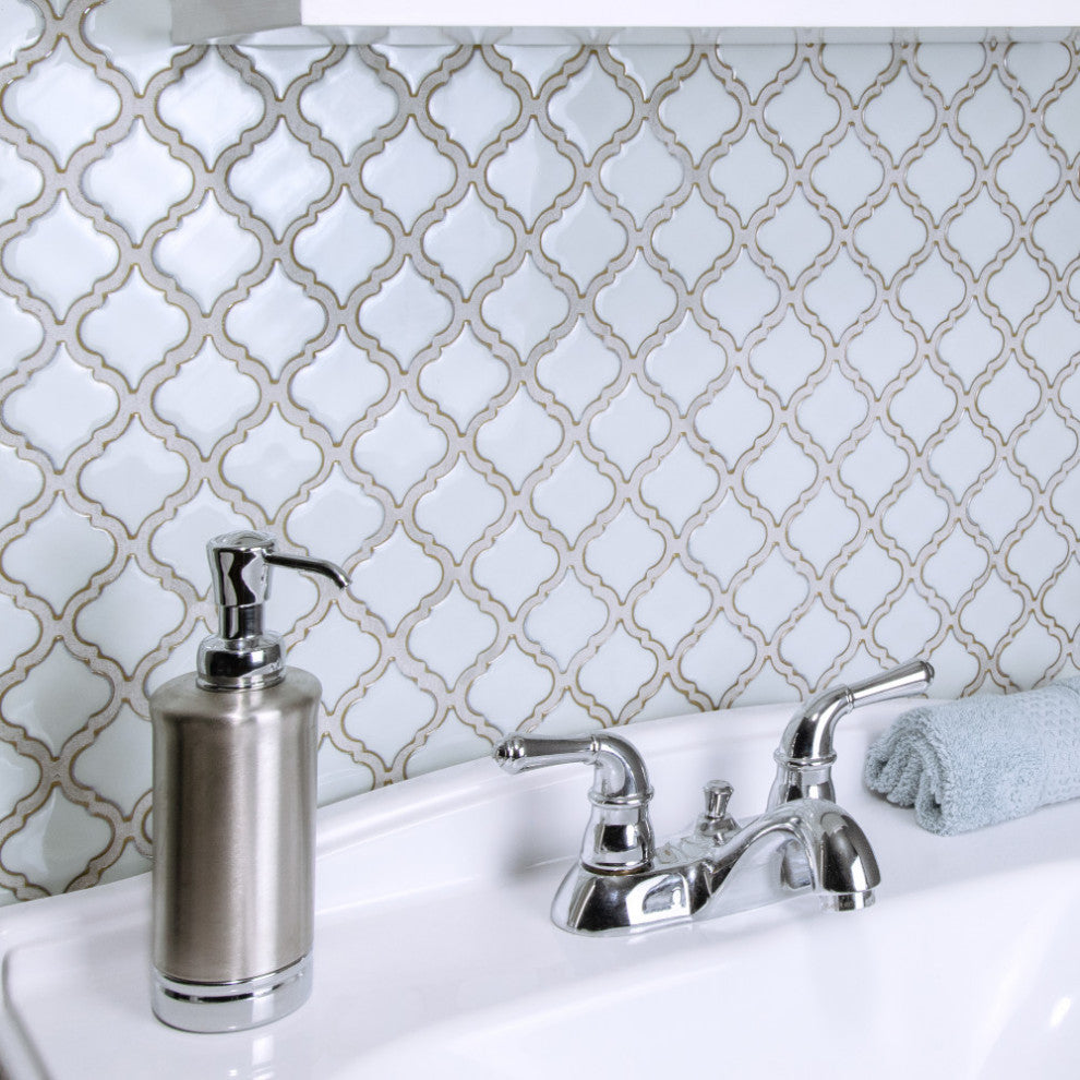 Hudson Tangier Mosaic Floor and Wall Tile, Silk White