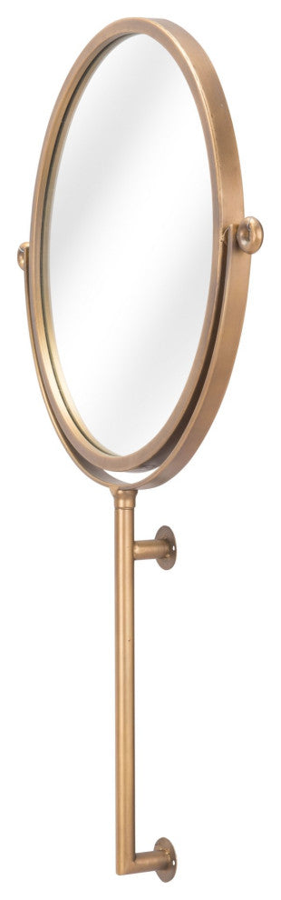 Frame Wall Mirror, Round, Glass, Steel Metal, Gold, Bedroom Living