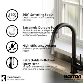 Karran Weybridge Single-Handle Pull-Down Sprayer Kitchen Faucet, Matte Black