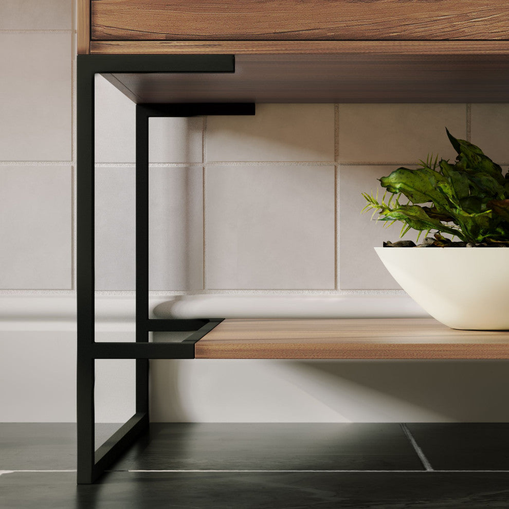 Foundry Bathroom Vanity, Double Sink, 48", Walnut, Freestanding