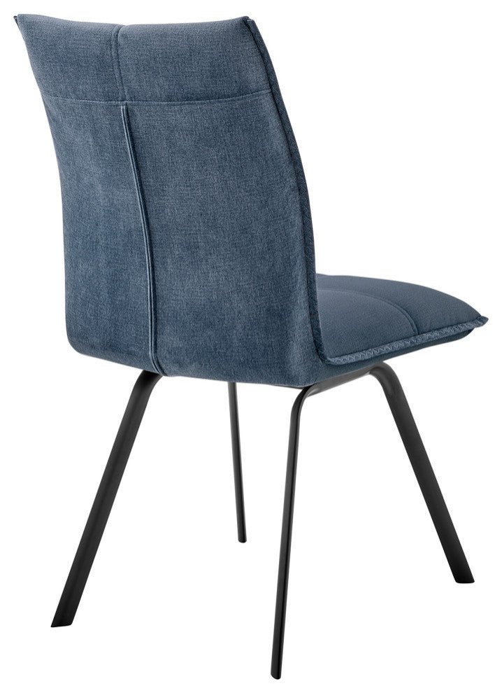 Rylee Dining Room Accent Chair With Black Finish Set of 2, Blue