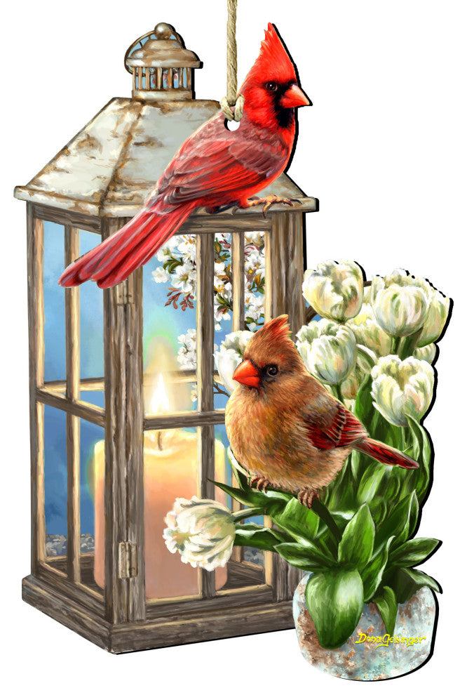 Lantern Cardinals Holiday Door Decor