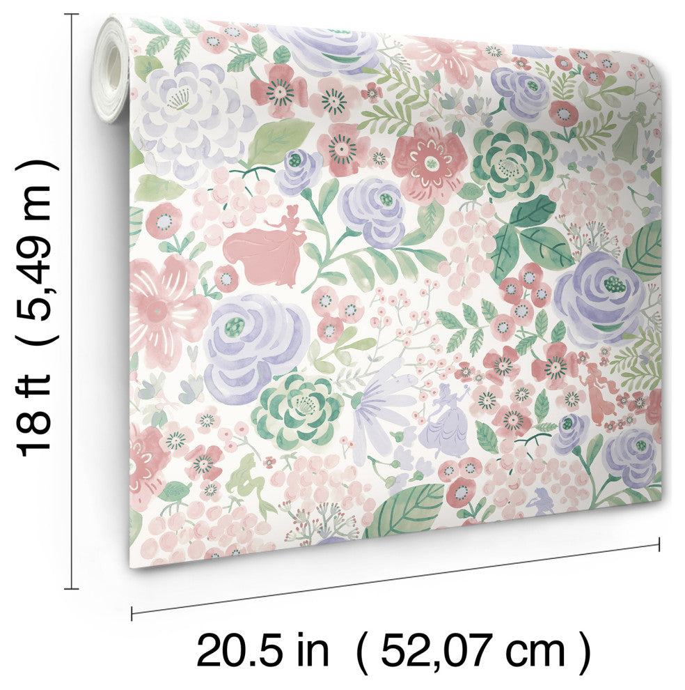 Disney Princess Purple Watercolor Floral Peel and Stick Wallpaper