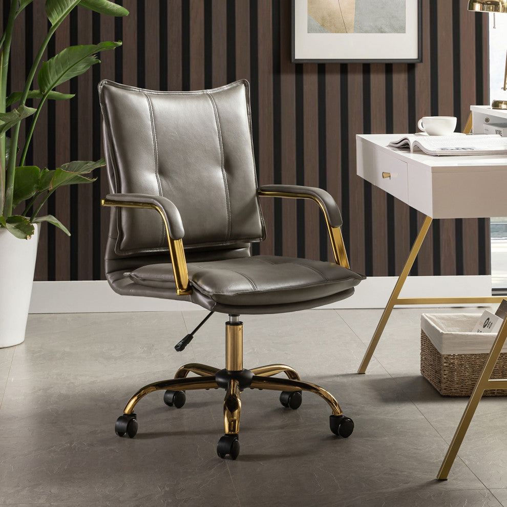 Modern Task Chair Office Swivel Chair with Tufed Back, Gray