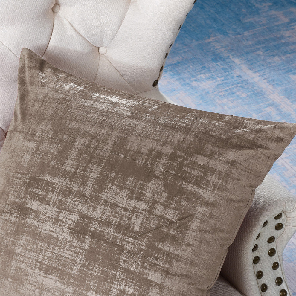 Velvet 2 Piece Euro Pillow Cover Set, Simply Taupe, 2 Piece, 26"x26"