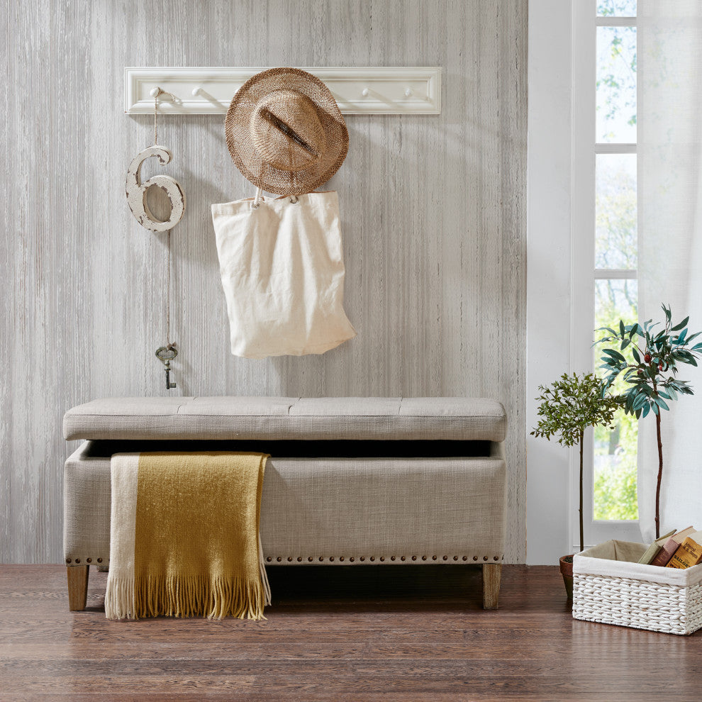 Madison Park Shandra II Tufted Top Soft Close Storage Bench, Natural